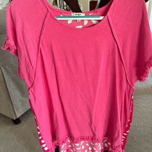 ❗️SOLD❗️ Umgee Fuchsia Short Sleeve Top